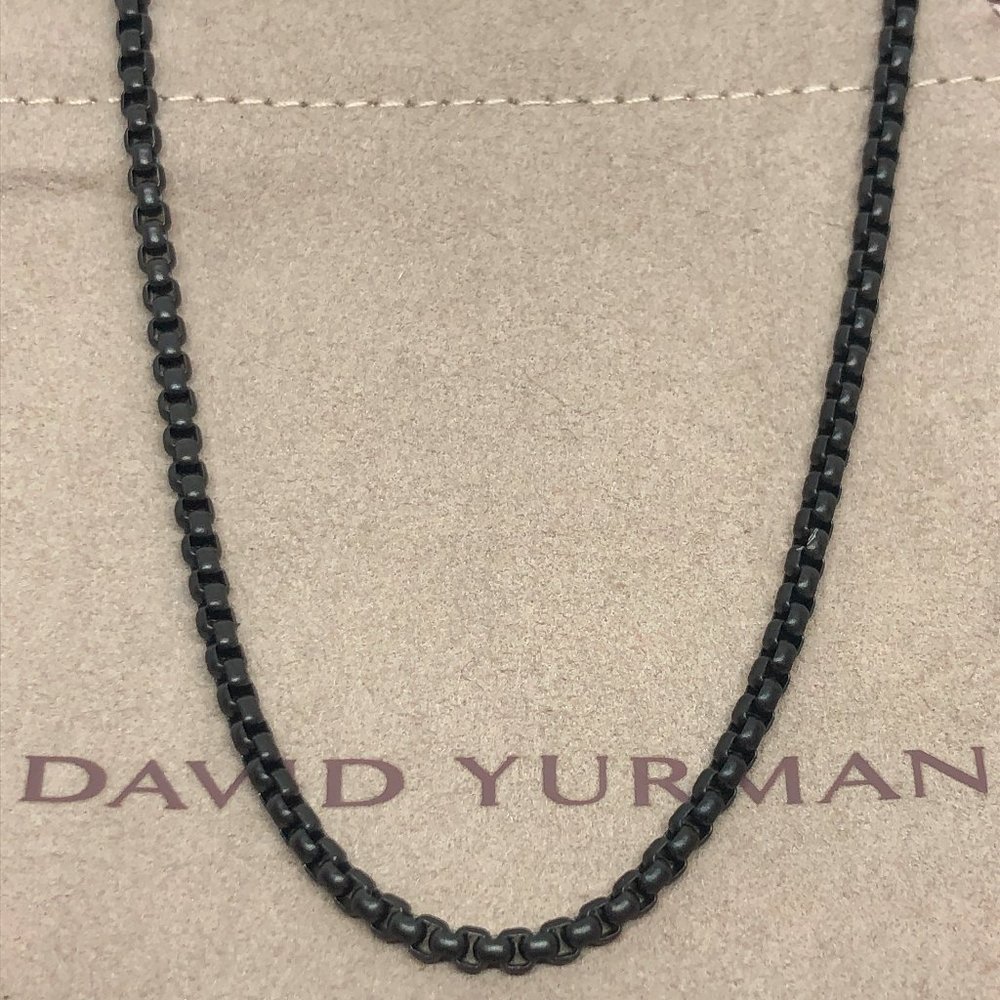 David Yurman  3mm BOX CHAIN NECKLACE DARKENED STAINLESS STEEL 26”